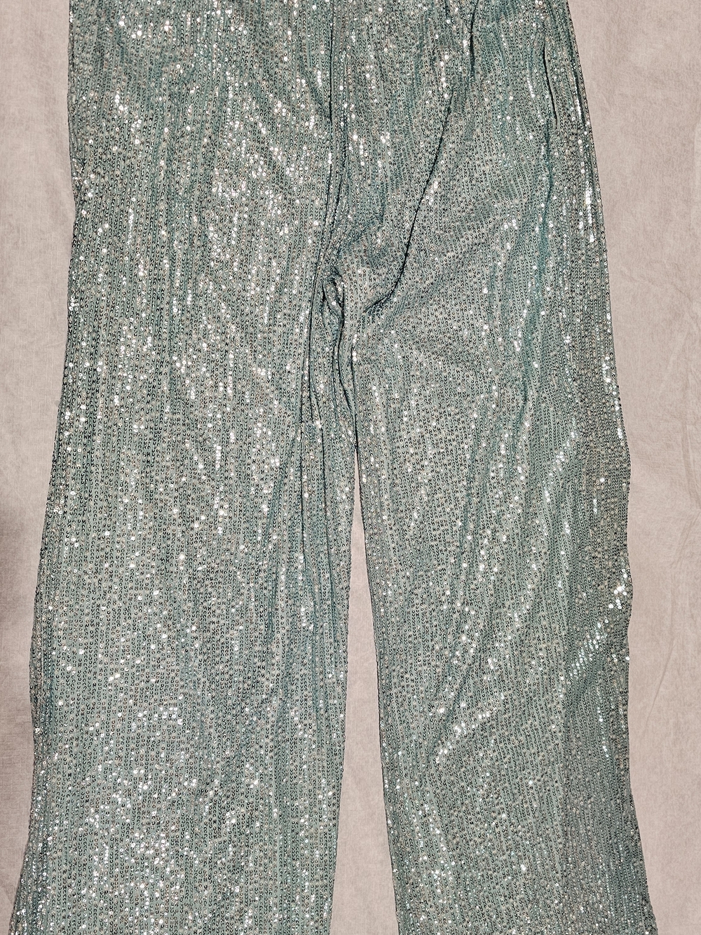 Ranna Gill---Anthropologie--- Sequin Wide-Leg Pants in Mint Green